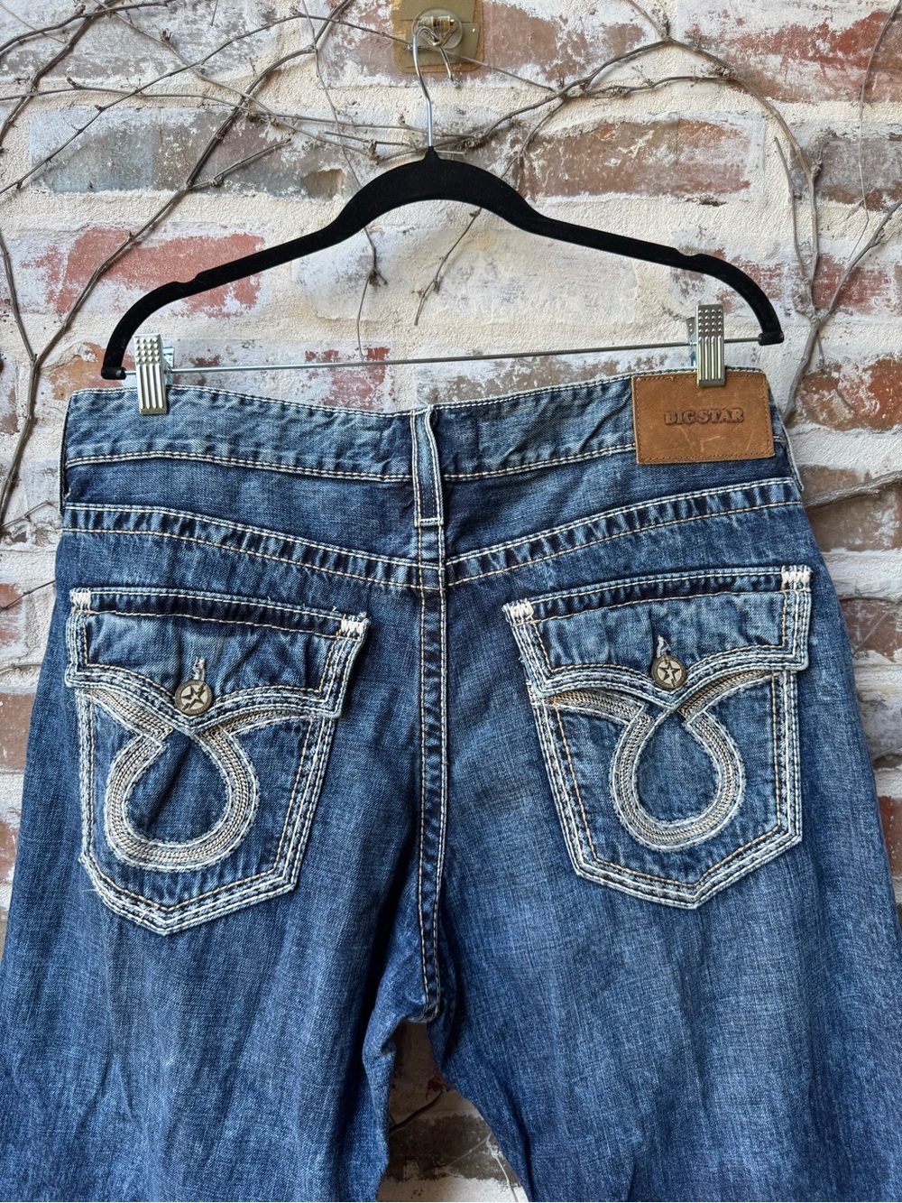 Big Star Mens 38L Heavy Stitch Flap Pocket Blue Jeans